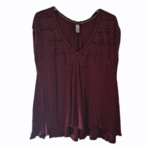 Free People Tops - Free People Abigail lace Burgundy Tunic Top